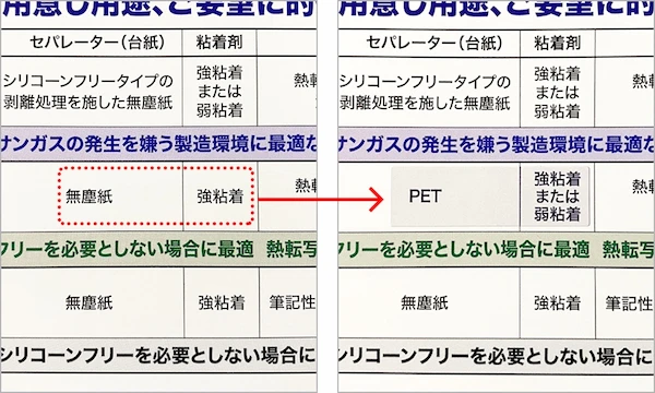 訂正シール 実例